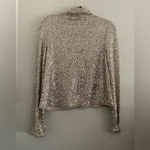 H&M Women’s Sequin Glitter Gold Blouse Top Holiday Party Small